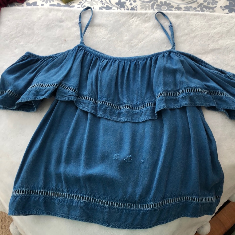 Blue off the shoulder top